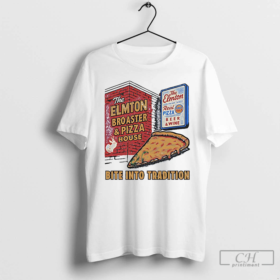 Classic The Elmton Broasted And Pizza House Bite Into Tradition T-Shirts, Hoodie, Sweatshirt | AU18TeeNovaLab.com