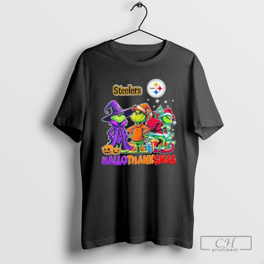 Classic The Grinch Steelers Hallothanksmas T Shirts
