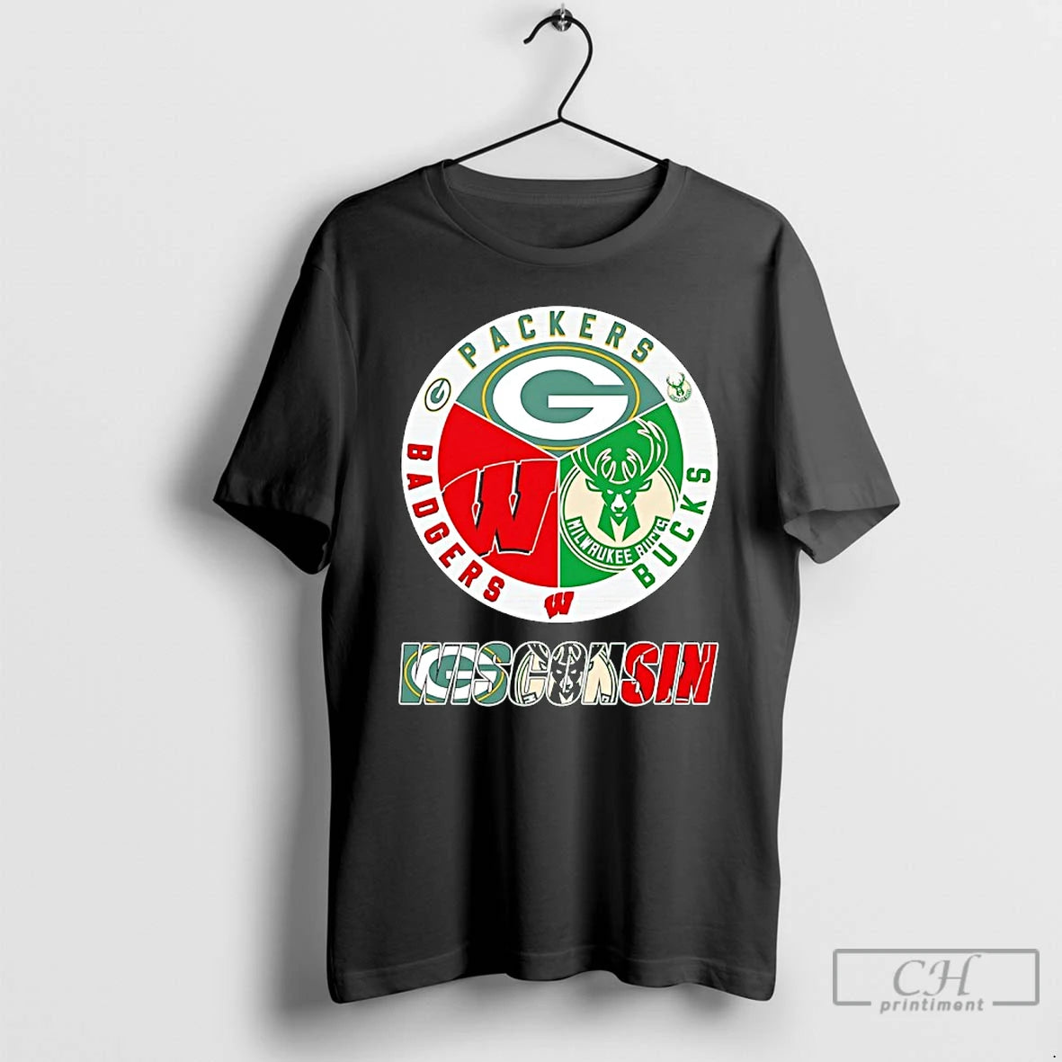 Classic The Wisconsin Major Sports Green Bay Packers Milwaukee Bucks Wisconsin Badgers Logo Skyline T-Shirts, Hoodie,...