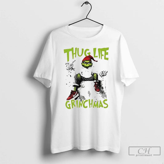 Classic Thug Life Grinch Christmas Friends White T Shirts