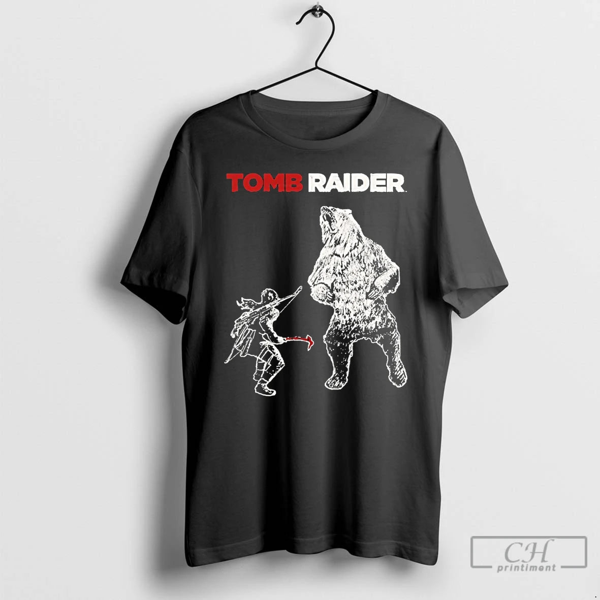 Classic Tomb Raider Lara Vs Bear T-Shirts, Hoodie, Sweatshirt | AU18TeeNovaLab.com
