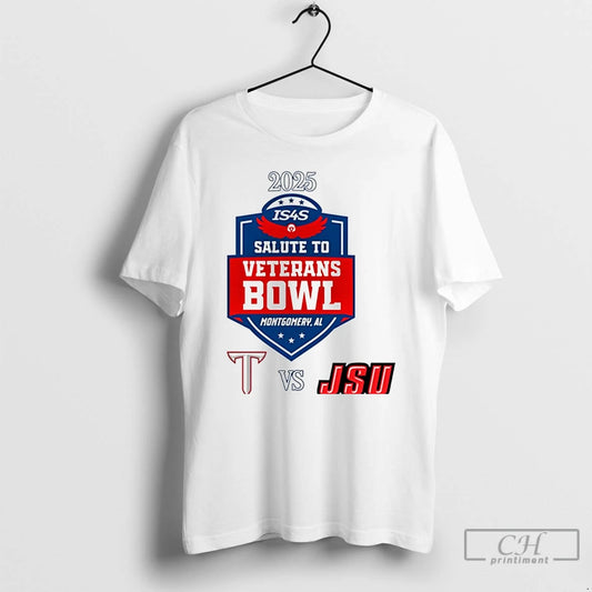 Classic Troy Trojans Vs Jacksonville State Gamecocks 2025 Salute To Veterans Bowl T Shirts Sweater Hoodie, Sweatshirt