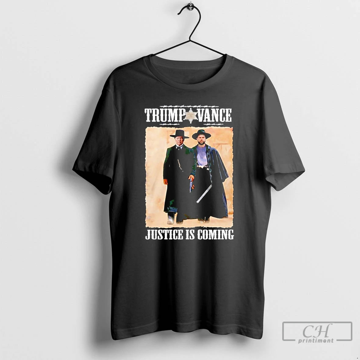 Classic Trump Vance Tombstone Movie Justice Is Coming T-Shirts, Hoodie, Sweatshirt | AU18TeeNovaLab.com