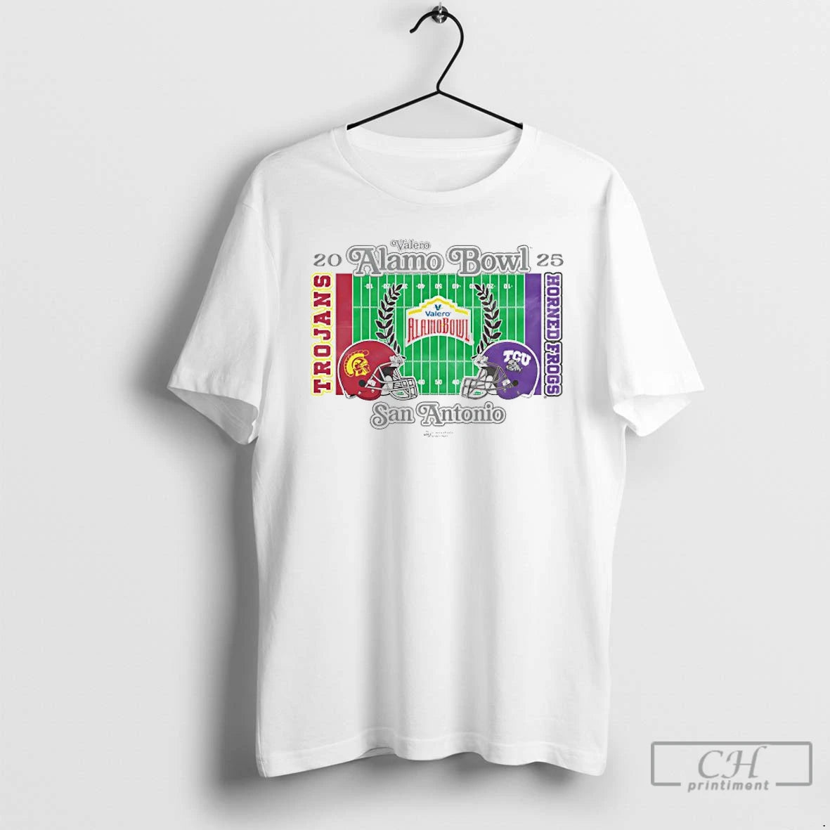 Classic Usc Trojans Vs Tcu Horned Frogs 2025 Valero Alamo Bowl 2 Team Stadium T-Shirts, Hoodie, Sweatshirt