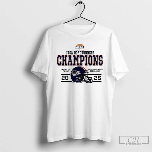 Classic Utsa Roadrunners Football 2025 First Responder Bowl Champions Helmet T-Shirts, Hoodie, Sweatshirt