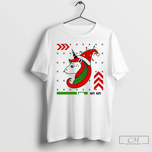 Classic Unicorn Red Green Ho Ho Ho Christmas Party White T Shirts