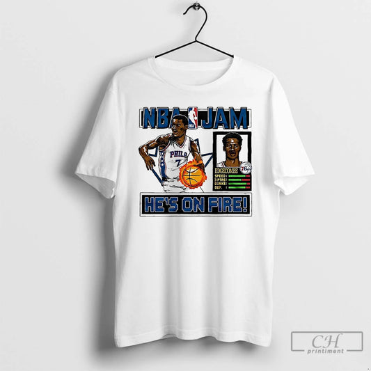Classic V J Edgecombe Philadelphia 76ers Nba Jam Hes On Fire Classic Video Game T-Shirts, Hoodie, Sweatshirt