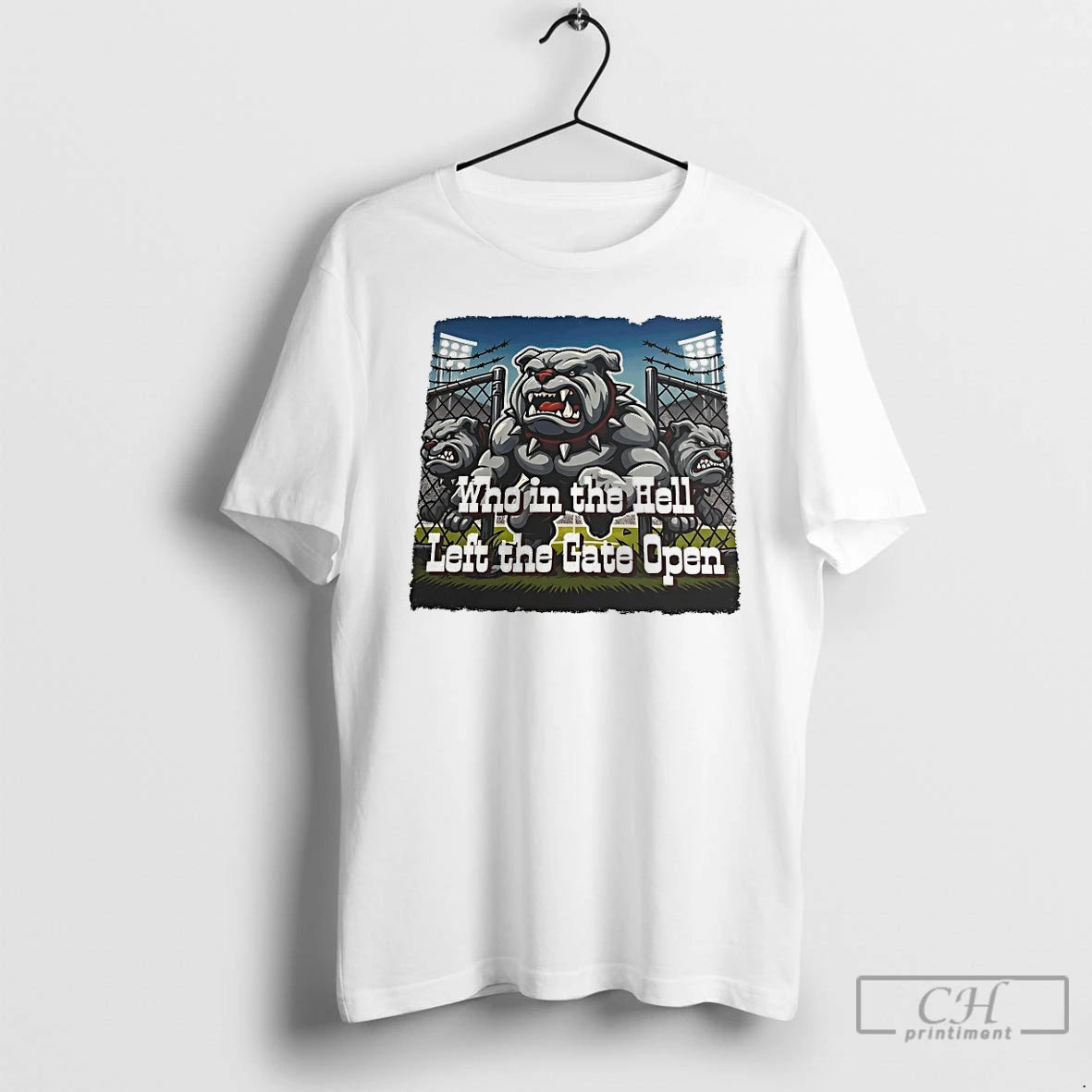 Classic Who In The Hell Left The Gate Open Bulldogs T-Shirts, Hoodie, Sweatshirt | AU18TeeNovaLab.com
