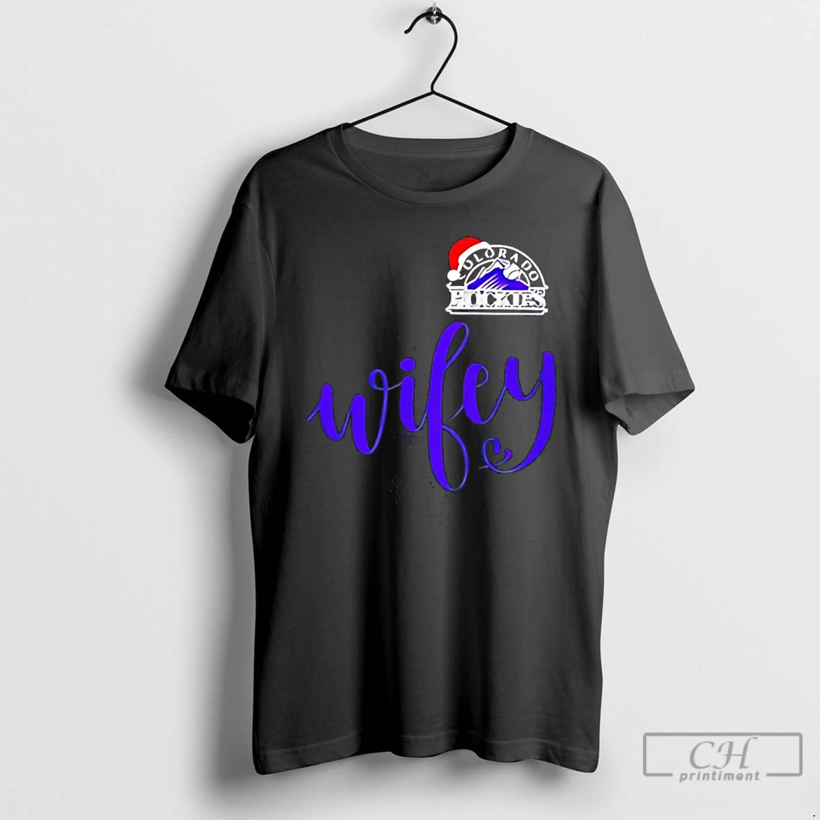 Classic Wifey Colorado Rockies Santa Hat Merry Christmas T-Shirts, Hoodie, Sweatshirt | AU18TeeNovaLab.com