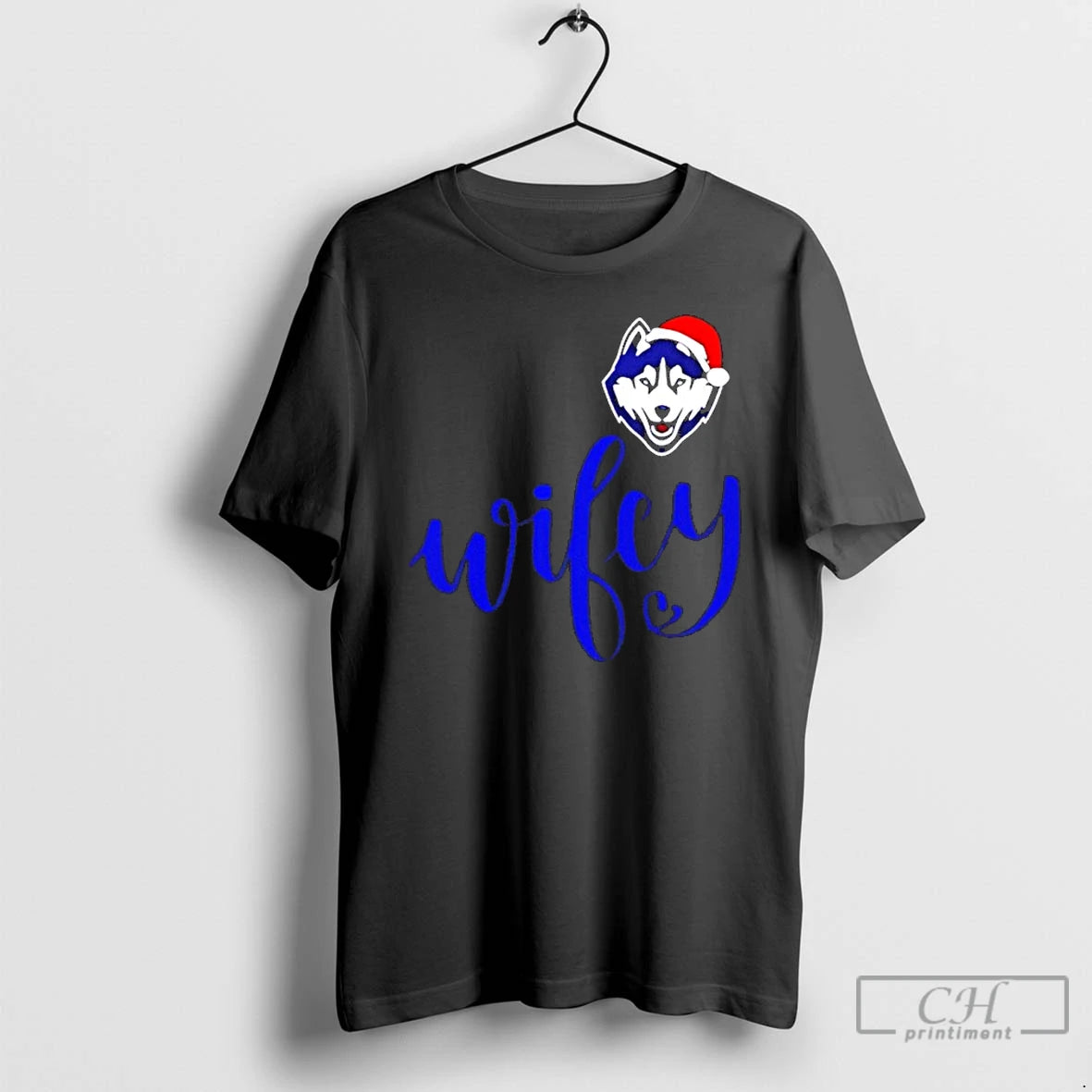 Classic Wifey Connecticut Huskies Santa Hat Merry Christmas T-Shirts, Hoodie, Sweatshirt | AU18TeeNovaLab.com
