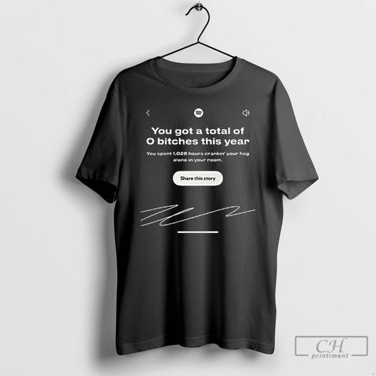 Classic You Got A Total Of 0 Bitches This Year Spotify Wrapped Interface T Shirts Hoodie, Sweatshirt | AU18TeeNovaLab.com