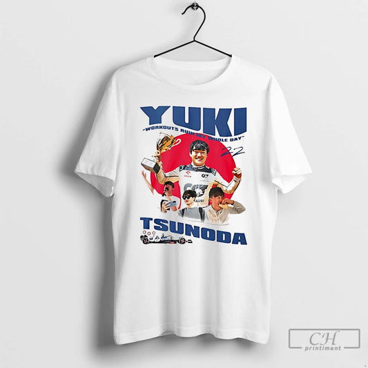 Classic Yuki Tsunoda Workouts Ruin My Whole Day Signature T-Shirts, Hoodie, Sweatshirt | AU18TeeNovaLab.com
