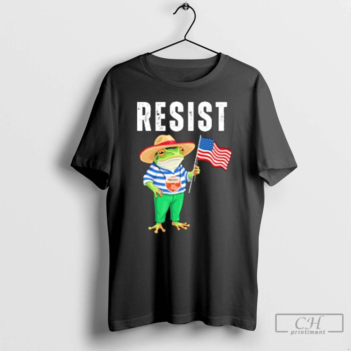 Classic Resist Portland Frog American Flag T Shirts