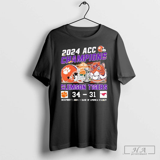 Clemson Tigers 2024 Acc Champions Bank Of America Stadium T Shirts
