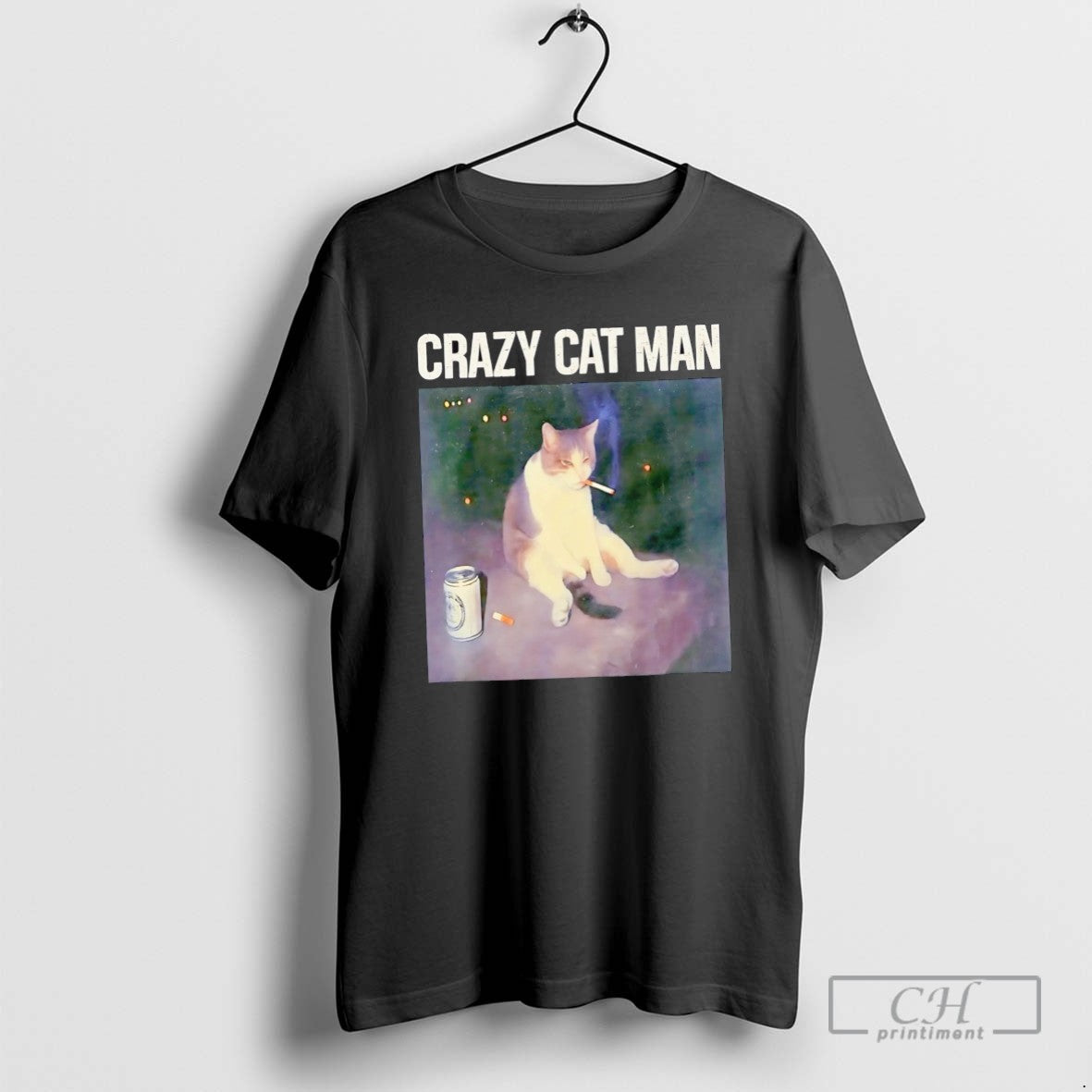 Crazy Cat Man Photo T Shirts