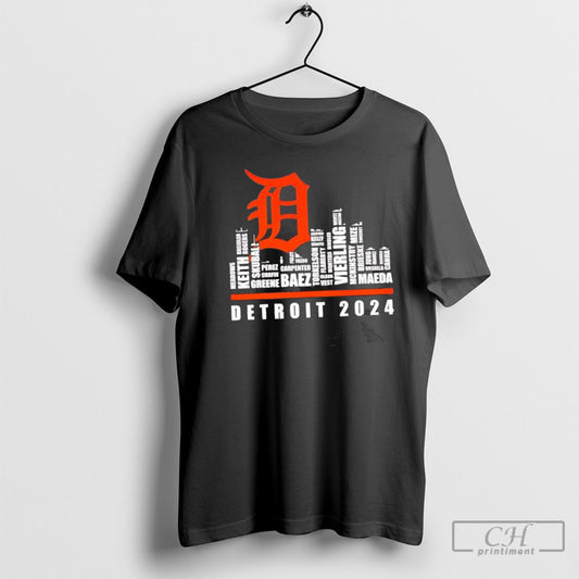 Detroit Tigers 2024 Baseball Skyline Players Names