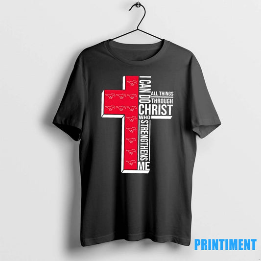 I Can Do All Things Through Christ Who Strengthens Me Smu Mustangs Football Cross Tshirts