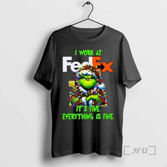 Limited Edition Grinch Santa I Work At Fedex Its Fine Everything Is Fine Christmas Lights