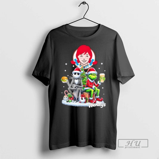 Limited Edition Wendys X Grinch And Jack Skellington Unwilling Friends Merry Christmas Graphic