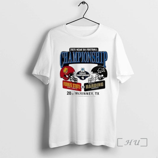 New Ferris State Bulldogs Vs Harding Bisons 2025 Ncaa Division Ii Football Championship Circle White T-Shirts, Hoodie,...
