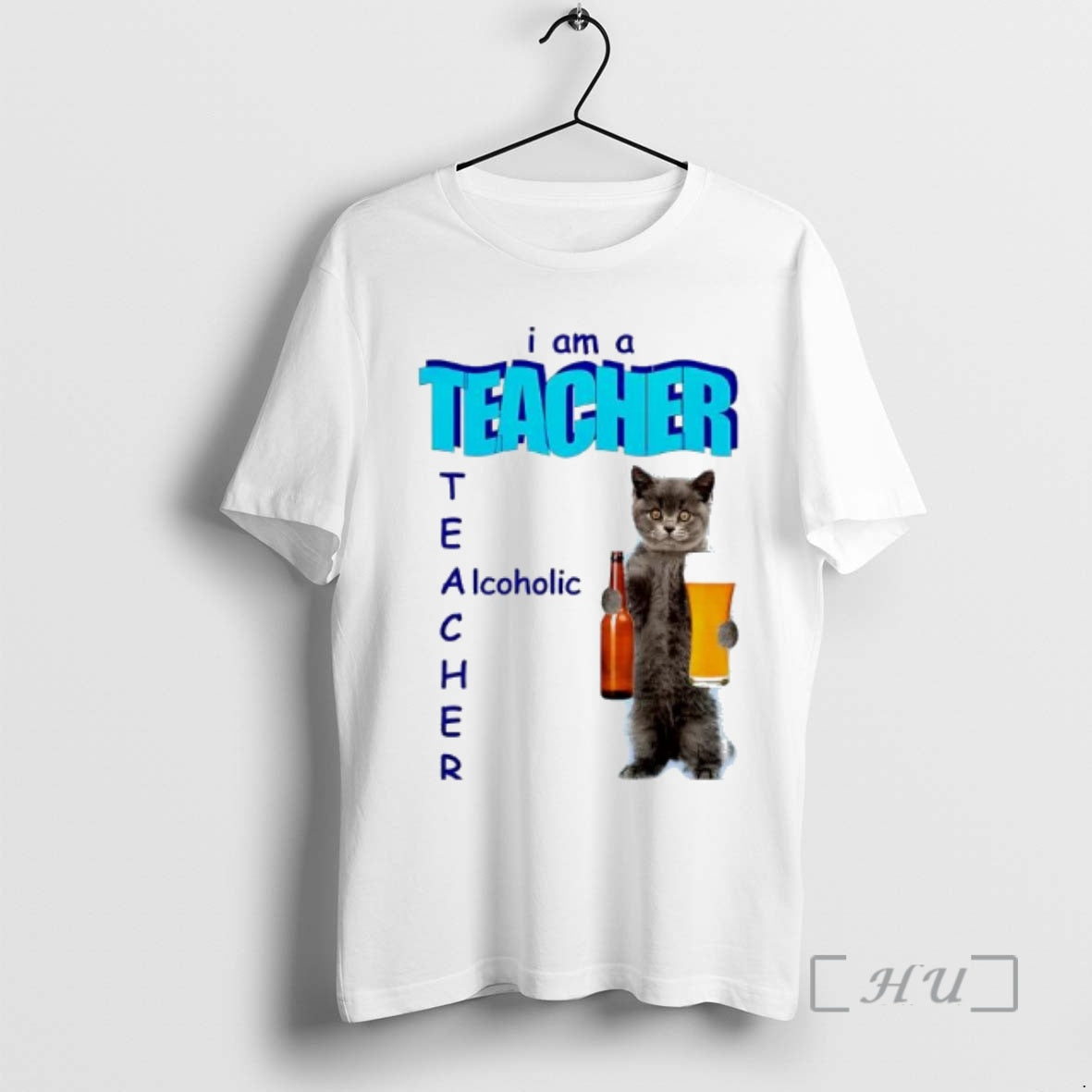 New I Am A Teacher Alcoholic Cat And Beer Graphic T-Shirts, Hoodie, Sweatshirt | AU18TeeNovaLab.com
