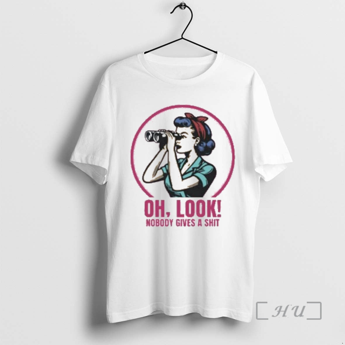 New Oh Look Nobody Gives A Shit Circle White T-Shirts, Hoodie, Sweatshirt | AU18TeeNovaLab.com