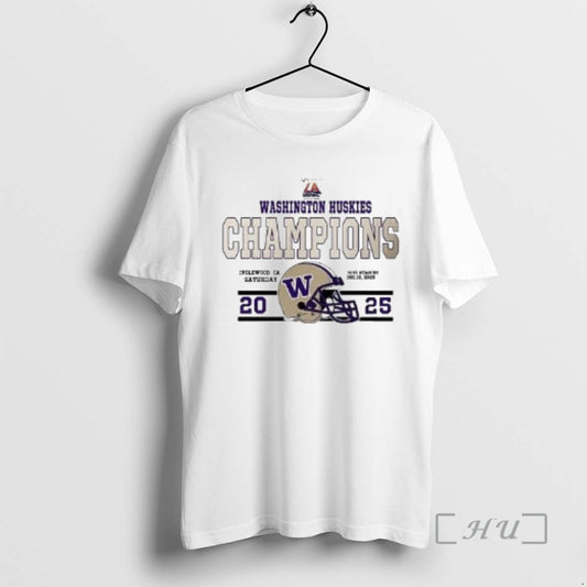 New Washington Huskies Football Champions 2025 Bucked Up La Bowl Hosted Helmet Circle White Premium T-Shirts, Hoodie,...