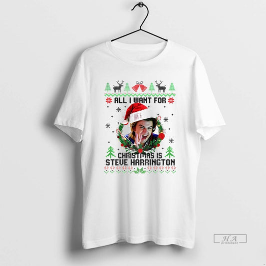 Official All I Want For Christmas Is Steve Harrington Merry Xmas T-Shirts, Hoodie, Sweatshirt | AU18TeeNovaLab.com
