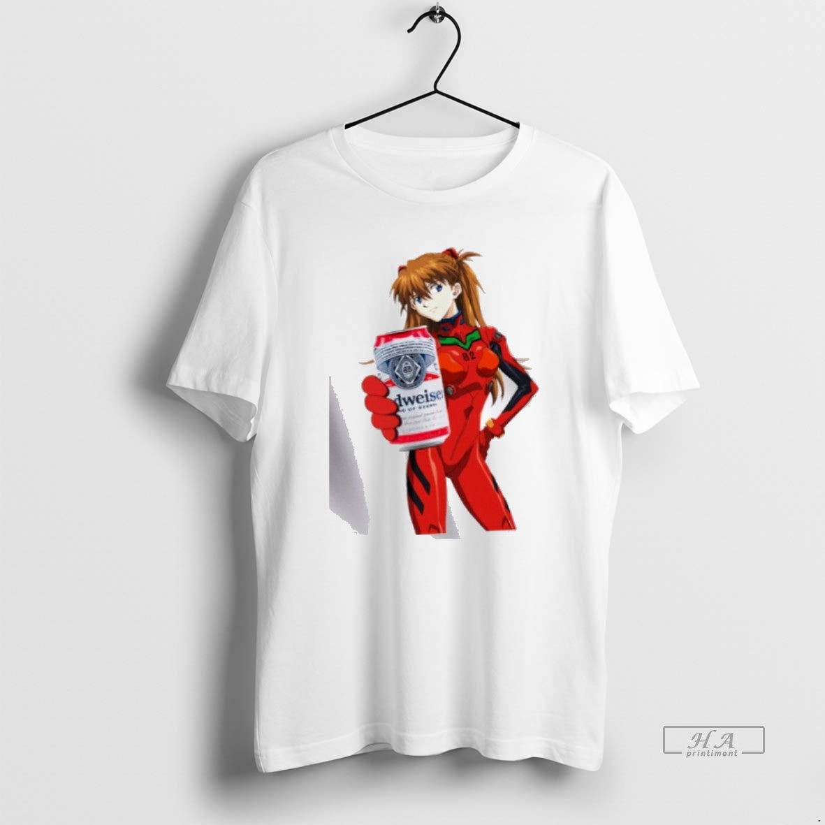 Official Asuka Langley Soryu X Budweiser Funny Anime T-Shirts, Hoodie, Sweatshirt | AU18TeeNovaLab.com