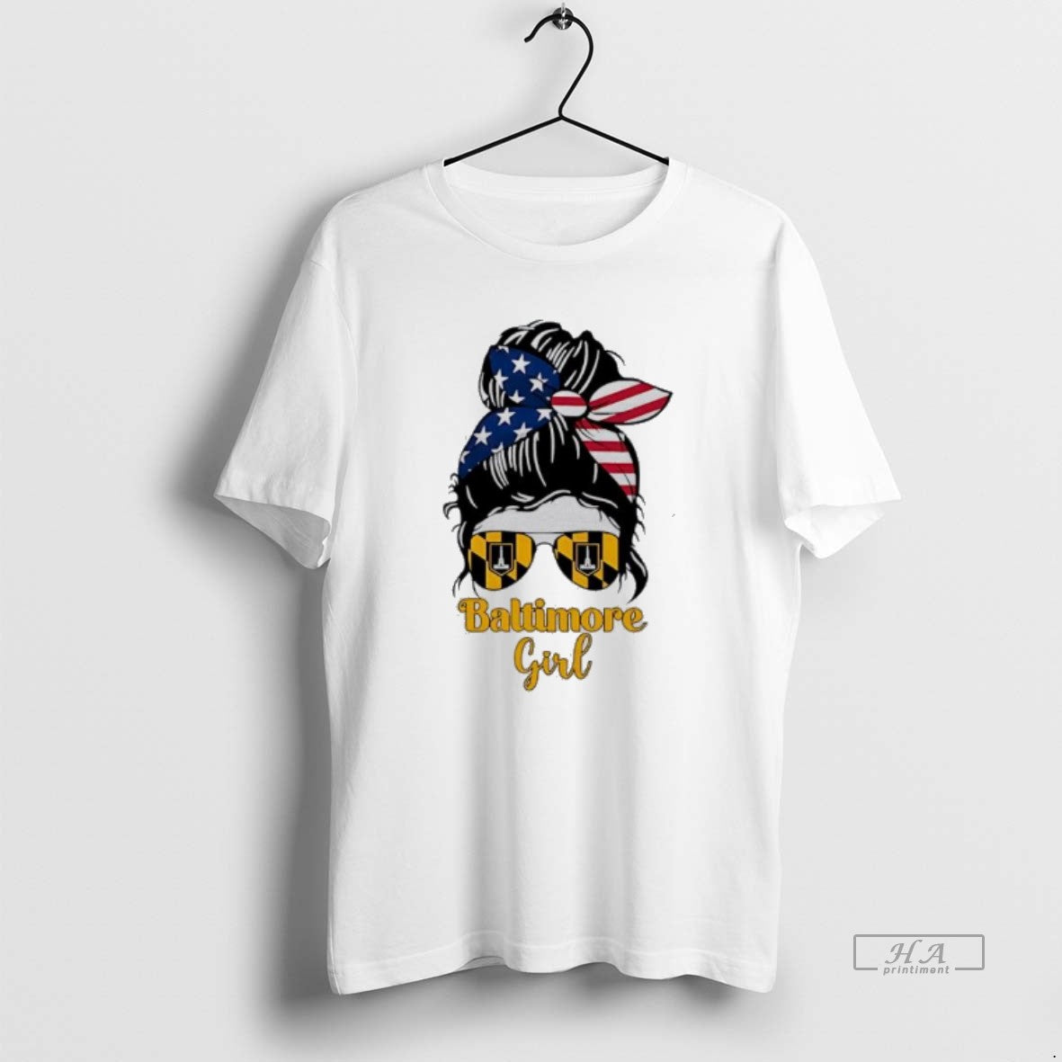Official Baltimore Girl Messy Bun America T-Shirts, Hoodie, Sweatshirt | AU18TeeNovaLab.com