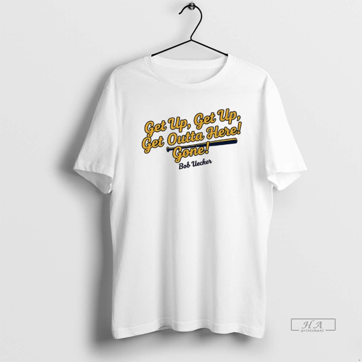 Official Bob Uecker Milwaukee Brewers Mlb Get Up Get Up Get Outta Here Gone