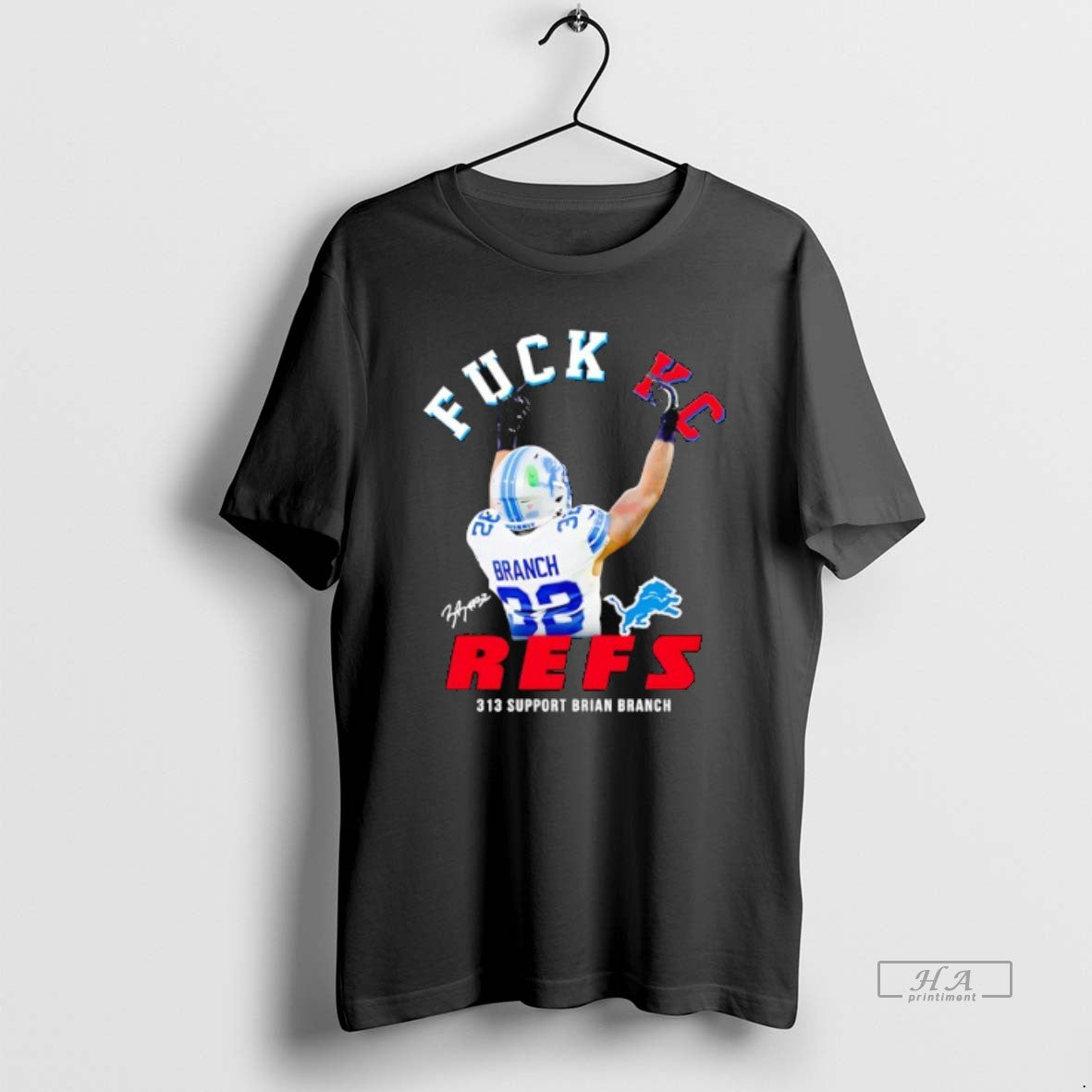 Official Brian Branch Detroit Lions Fck Kc Refs 313 Support Brian Branch Signature