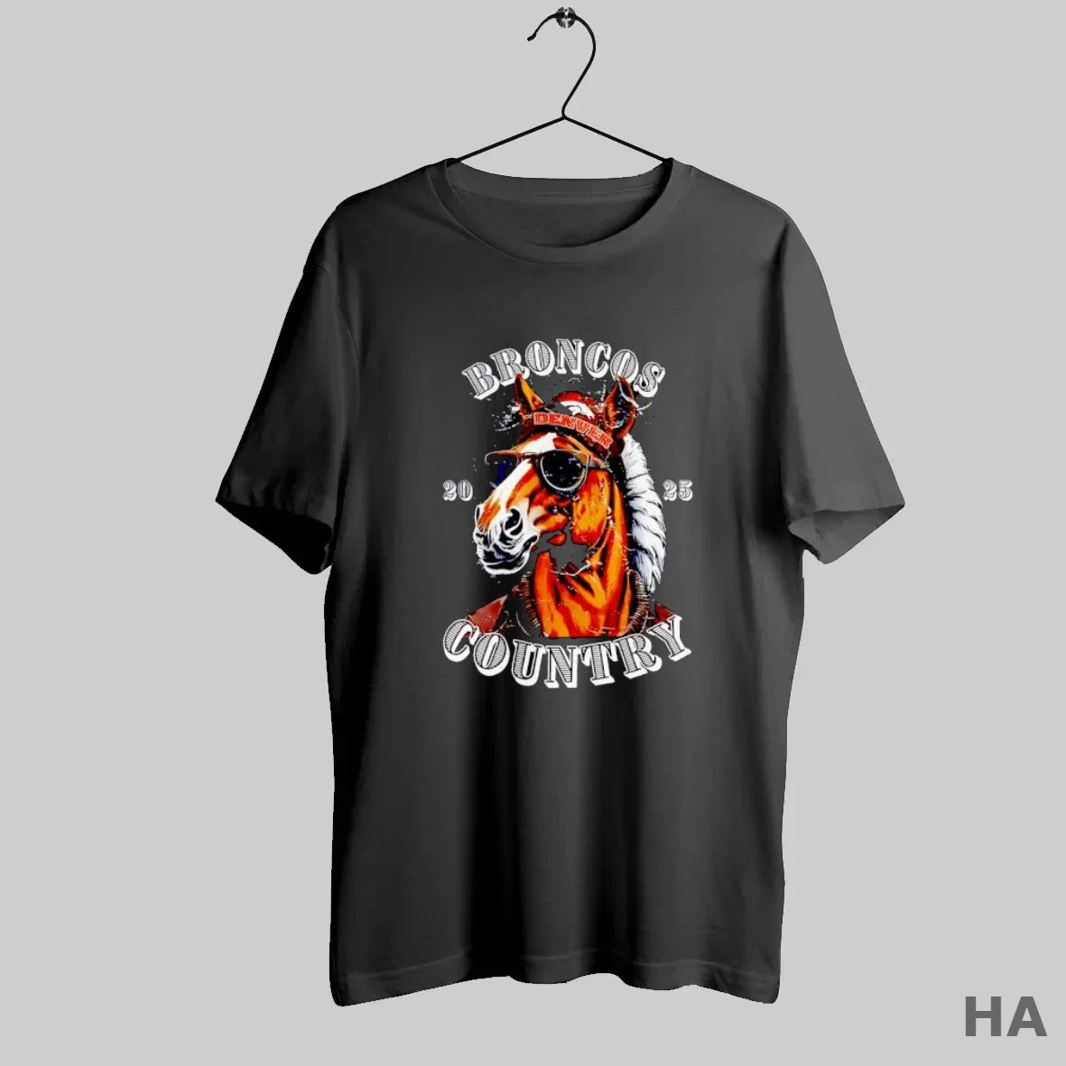 Official Broncos Country 2025 Denver Horse Wearing Hat Sunglasses