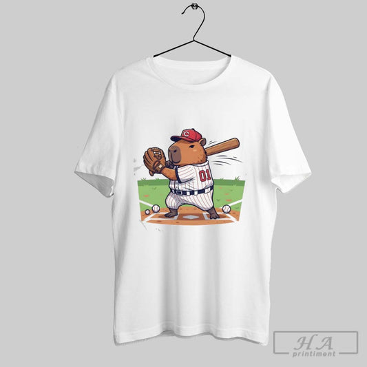 Official Capybara Baseball Player A Cute Capybara Playing A Baseball Game