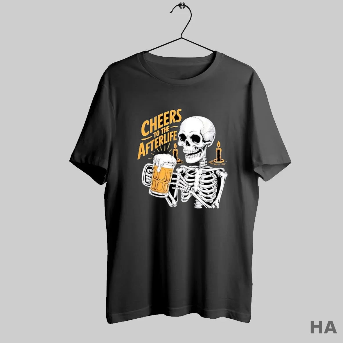 Official Cheers To The Afterlife Skeleton Holding Beer Halloween