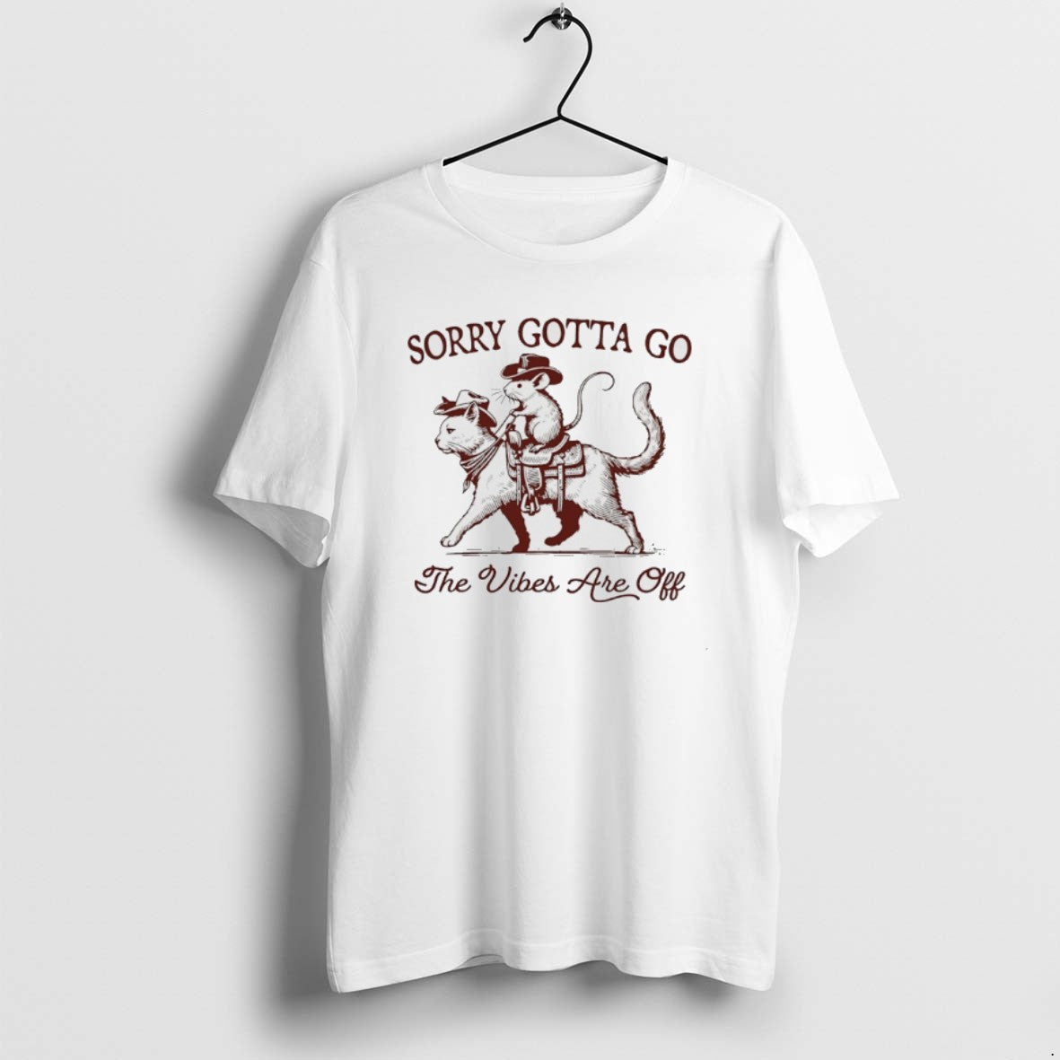 Official Cowboy Possum Riding Cat Sorry Gotta Go The Vibes Are Off T-Shirts, Hoodie, Sweatshirt | AU18TeeNovaLab.com