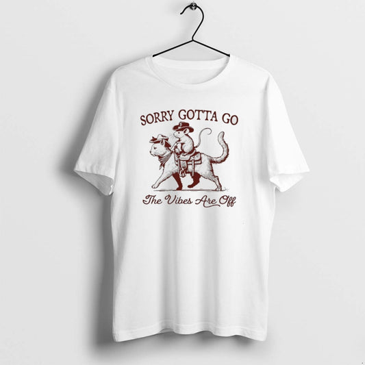 Official Cowboy Possum Riding Cat Sorry Gotta Go The Vibes Are Off T-Shirts, Hoodie, Sweatshirt | AU18TeeNovaLab.com