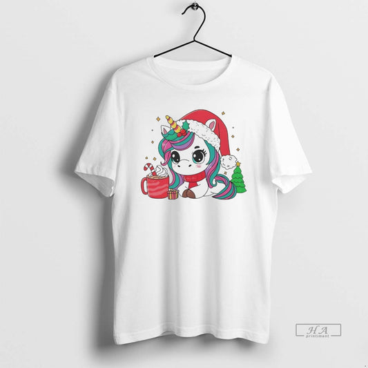 Official Cute Santa Unicorn Cocoa Christmas White