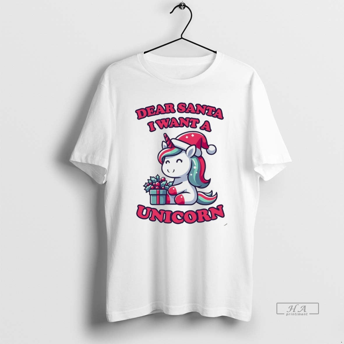Official Dearsanta I Want A Unicorn Christmas Gift White