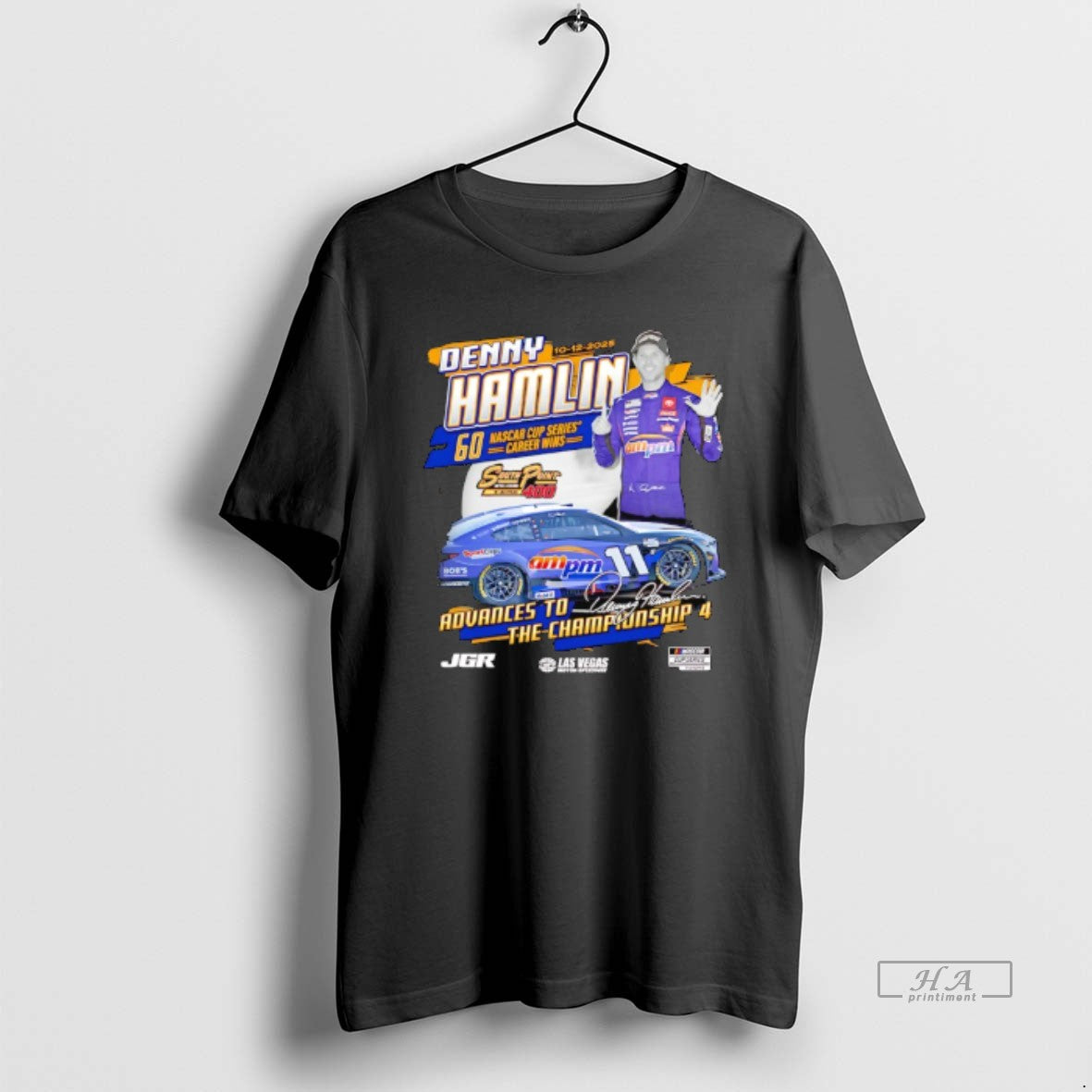 Official Denny Hamlin Checkered Flag Sports 2025 South Point 400 Race Winner