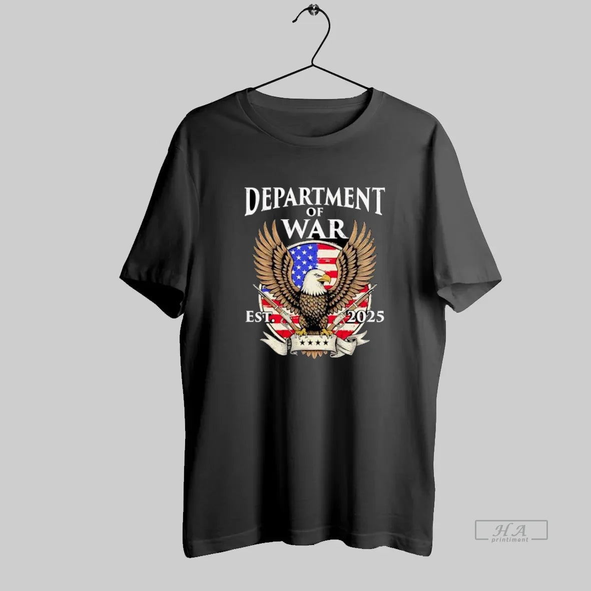 Official Department Of War Eagle With American Flag And Guns
