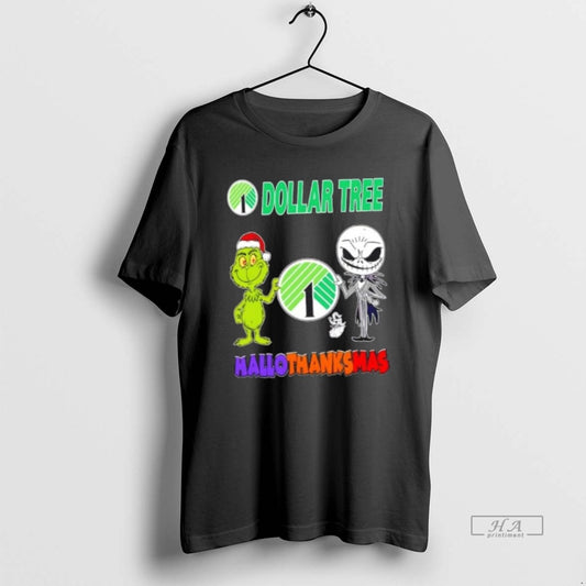 Official Dollar Tree X Grinch And Jack Skellington Friends Fist Bump Happy Hallothanksmas