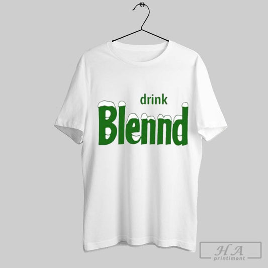 Official Drink Blendd Funny Snowman Green Text Winter Holiday