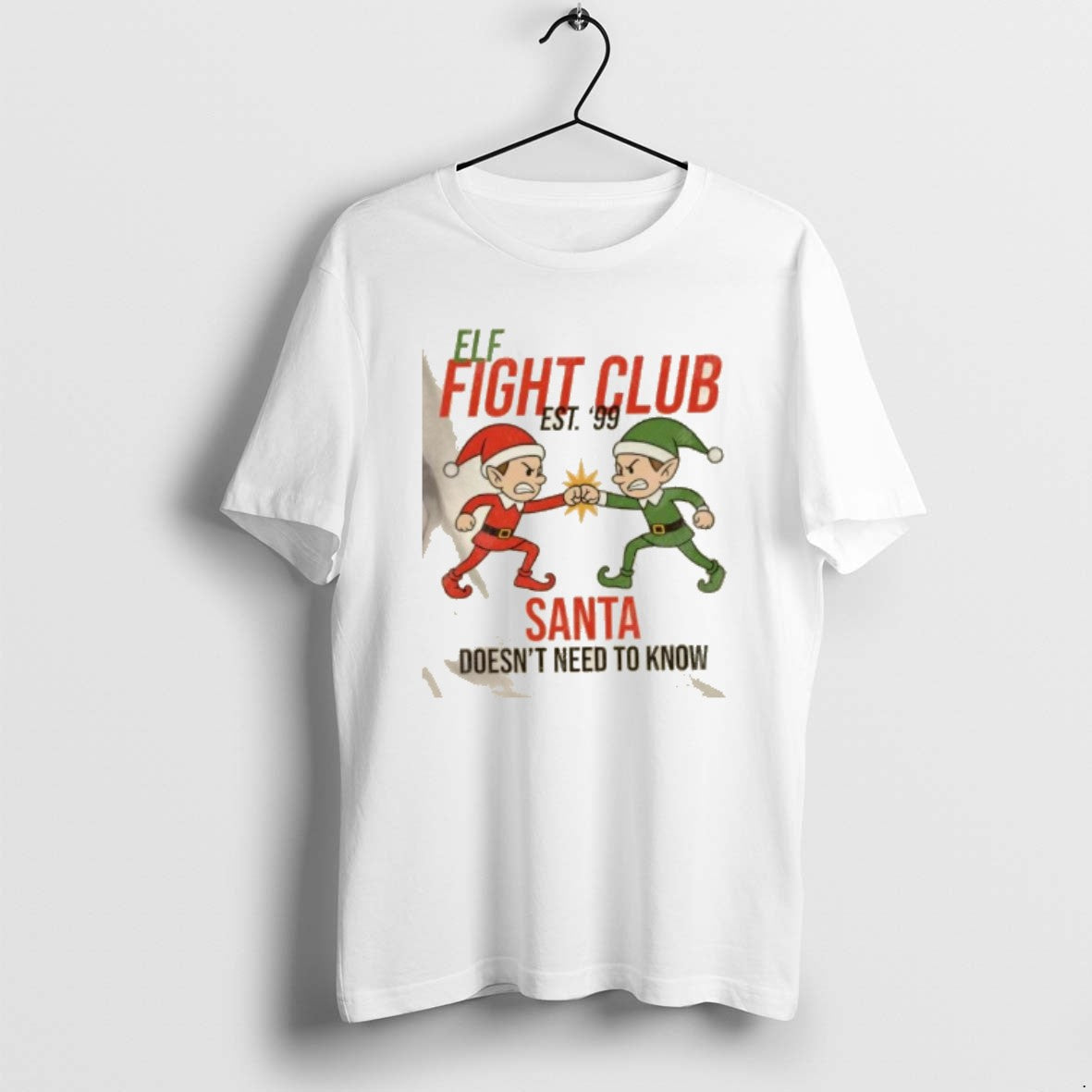 Official Elf Fight Club Santa Doesnt Need To Know Christmas T-Shirts, Hoodie, Sweatshirt | AU18TeeNovaLab.com