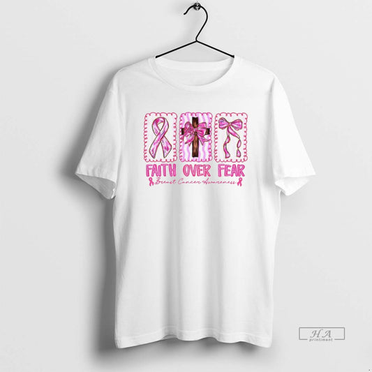 Official Faith Over Fear Breast Cancer Warrior Coquette Bow