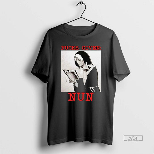 Official Fucks Given Nun Middle Finger T-Shirts, Hoodie, Sweatshirt | AU18TeeNovaLab.com