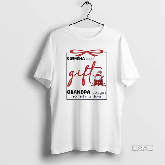 Official Gnome Grandma Is The Gift Grandpa Forgot To Tie A Bow T-Shirts, Hoodie, Sweatshirt | AU18TeeNovaLab.com