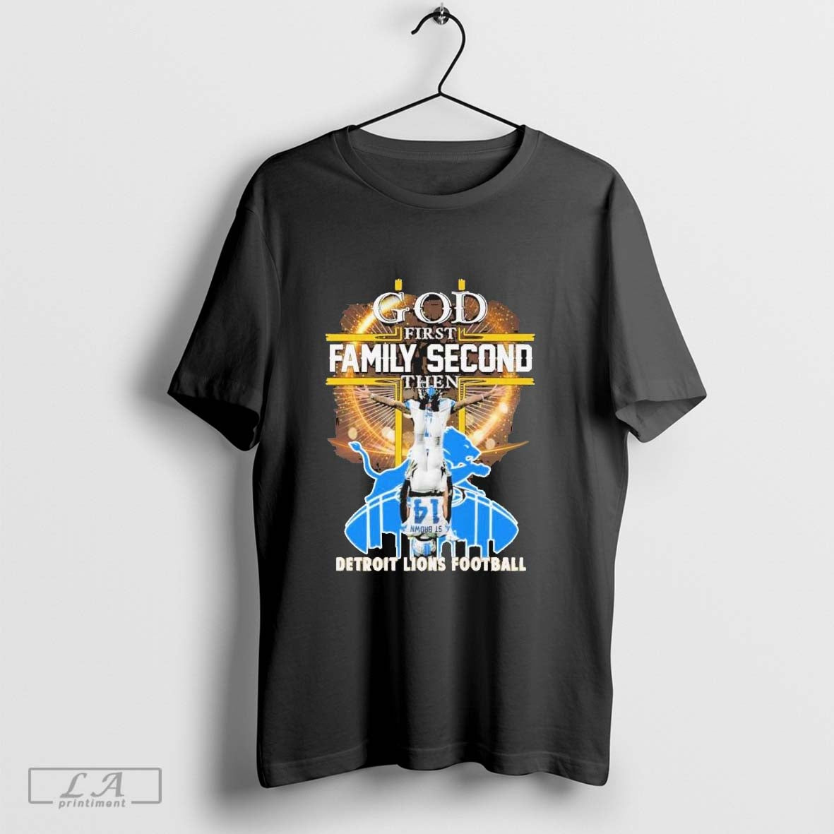 Official God First Family Second Then Detroit Lions Football