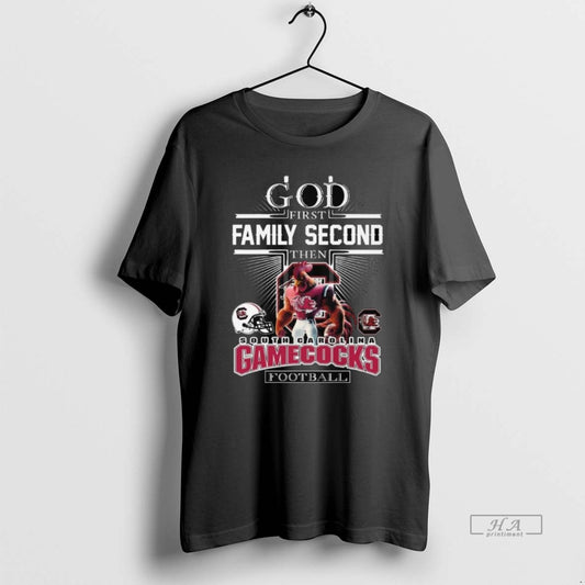 Official God First Family Second Then South Carolina Gamecocks Football Mascot 2025 Long Sleve