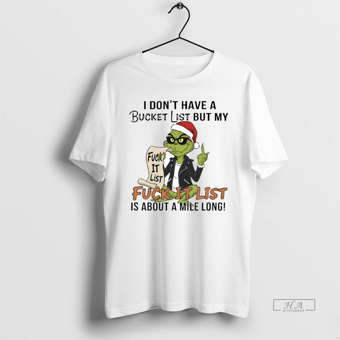 Official Grinch I Dont Have A Bucket List But My Fuck It List Christmas T-Shirts, Hoodie, Sweatshirt | AU18TeeNovaLab.com